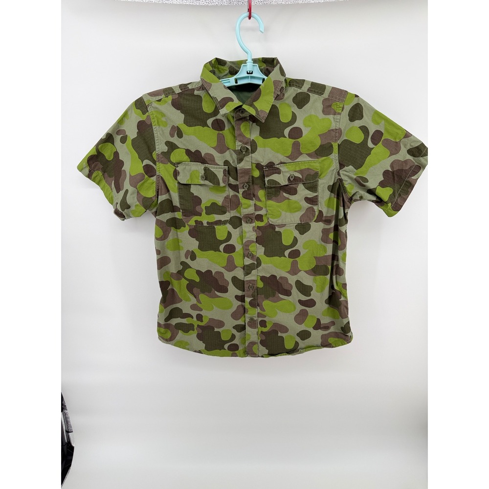 Mountain Hardwear Mens M Green Camo Ripstop Button Up Shirt Outdoor Gorpcore